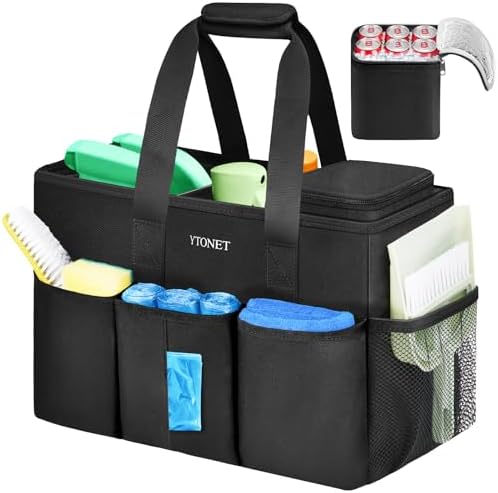 Ytonet Large Cleaning Caddy Bag, Cleaning Supplies Organizer by YTONET