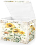 Bolaz Storage Bins with Lids and Handles, Sunflower Stamp Storage Box Basket by Unknown