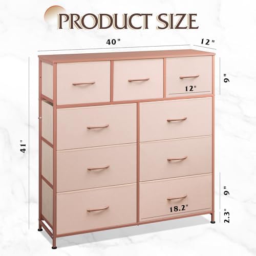 WLIVE Tall Dresser for Bedroom, 9 Drawer Chest of Drawers - Image 3