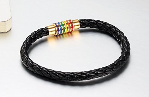 Nanafast Titanium Stainless Steel Rainbow LGBT Pride Bracelet Handmade Braided - Image 4