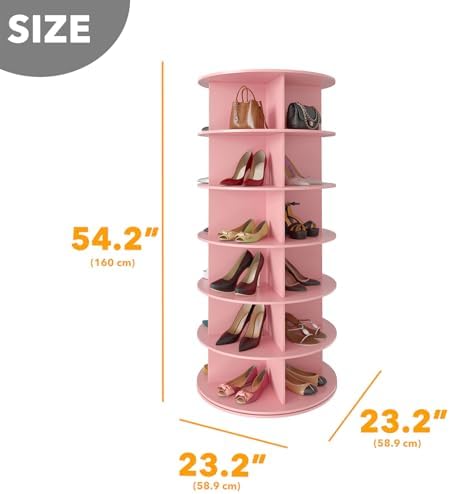 SpaceAid 6 Tier Rotating Shoe Rack Tower, Spinning Shoe Display Lazy Susan - Image 2