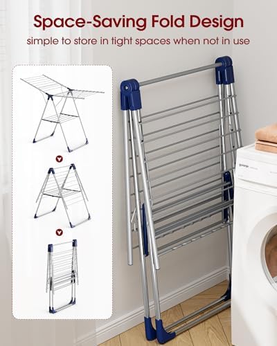 Sakugi Clothes Drying Rack, 55.5" Adjustable Wings, Foldable Design - Image 4