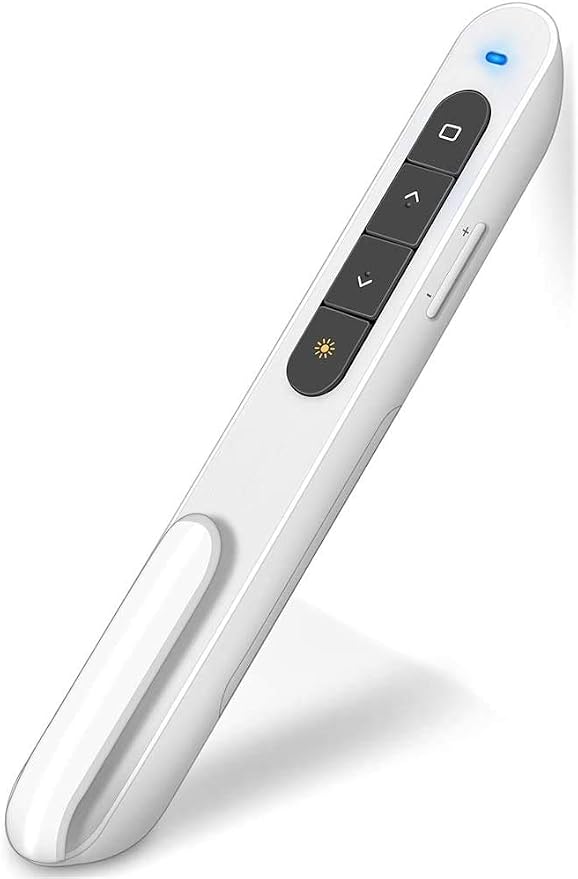 DinoFire White Wireless Presenter, Volume Control Presentation Clicker by DinoFire
