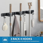 2 Pack Broom Hanger and Mop Holder, Heavy Duty Garden Tool Organizer Rack Rake - Image 6