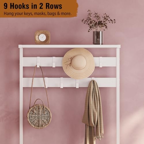 GiftGo Modern White Large 5-Tier Hall Tree Entryway Wooden Shoes Rack Shelf - Image 5