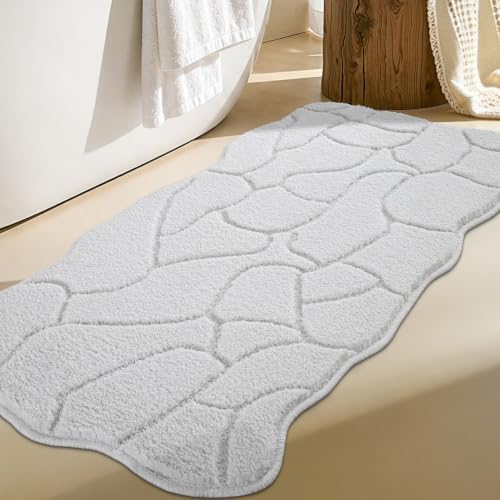 BSICPRO Bathroom Runner Rugs, 22x47 Scalloped Bath Mats by BSICPRO