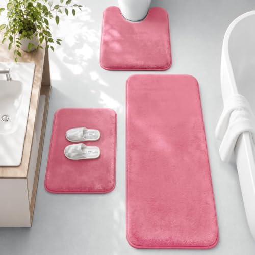 HUXMEYSON 3-Piece Memory Foam Bathroom Rug Set by HUXMEYSON
