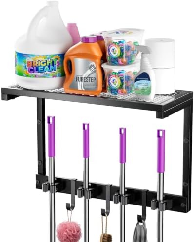 Heavy Duty Broom Holder Wall Mount, All-Metal Mop Rack by YUWANTING