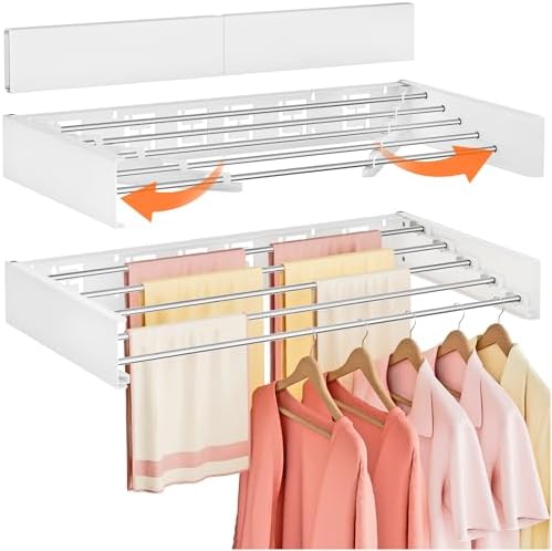 Wall Mounted Clothes Drying Rack Folding Indoor, Foldable Laundry Drying Rack by Vasunray