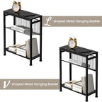 End Table Set of 2 for Small Space, 3-Tier Narrow Side Table - Image 5