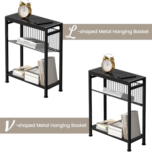 End Table Set of 2 for Small Space, 3-Tier Narrow Side Table - Image 5