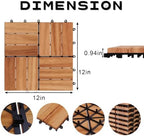 Solid Acacia Wood Interlocking Deck Tiles Snap Together Floor - Image 2
