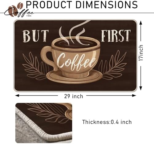But First Coffee Themed Decorative Front Door Mat, Welcome Doormat - Image 2