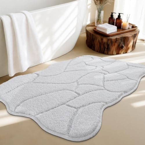BSICPRO Bathroom Rugs, 32x20 Scalloped Bath Mats by BSICPRO