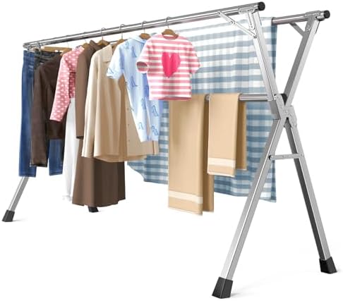 Folding Stainless Steel Laundry Drying Rack 95 Inches by Unknown