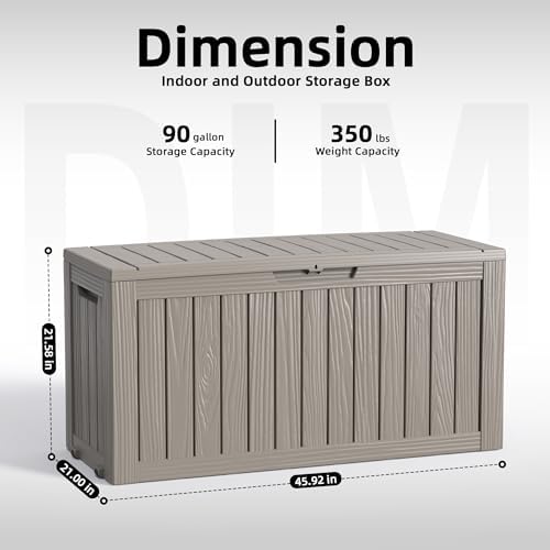 DRATO 90 Gallon Outdoor Storage Box Waterproof, Lockable Resin Deck Box - Image 3