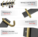 Coat Rack Wall Mount – Black and Gold Hook Rail - Image 3