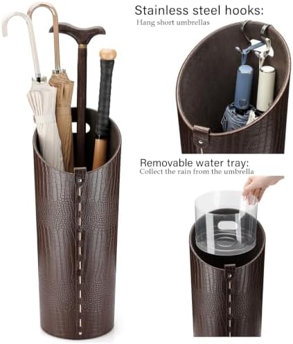Faux Leather Umbrella Holder Indoor Umbrella Stand Rack - Image 5