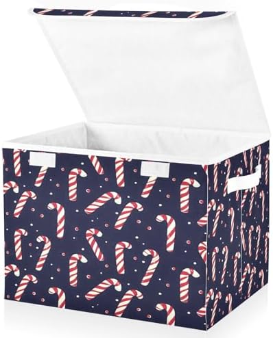 Bolaz Storage Bins with Lids and Handles, Christmas Candy Cane Pattern Storage by Unknown