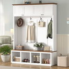 Quarte Elegant Wood-Grain Hall Tree by Quarte