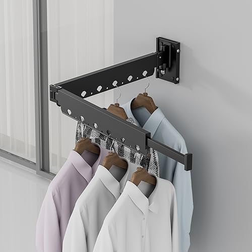 Clothes Drying Rack, Retractable and Foldable Laundry Drying Rack Wall Mount - Image 2