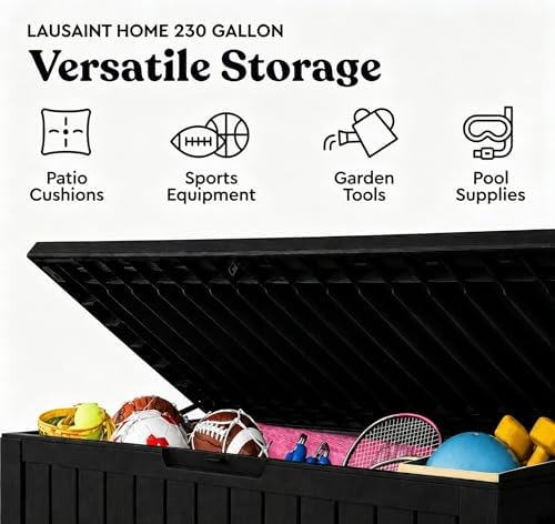 LAUSAINT HOME 230 Gallon Resin Deck Box, Package Delivery Box - Image 3