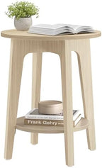 VASAGLE Round Side Table with Lower Shelf, End Table by VASAGLEbySONGMICSHOME