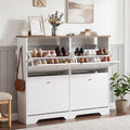 Nicetree Shoe Cabinet, 4 Flip Drawers Slim White by Nicetree