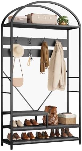 Garvee Coat Rack with Shoe Storage, 16 Hooks, Entryway Organizer by Garvee