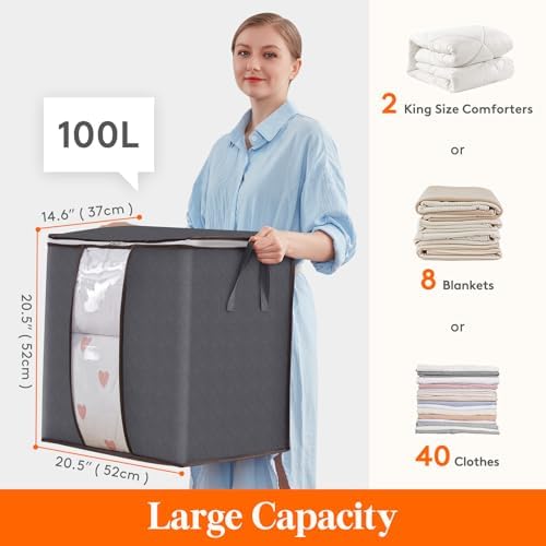 Lifewit 3 Pack 100L Clothes Storage Bins - Image 2