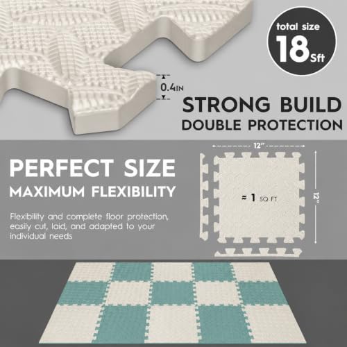 18 Pcs EVA Foam Floor Tiles, Puzzle Exercise Mat Set - Image 2