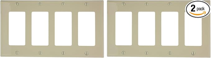 Leviton 80412-NI 4-Gang Decora/GFCI Device Wallplate, Standard Size, by Leviton