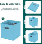 Black Foldable Storage Cubes Bins, Fabric Storage Box Cubes Organizer Baskets - Image 6
