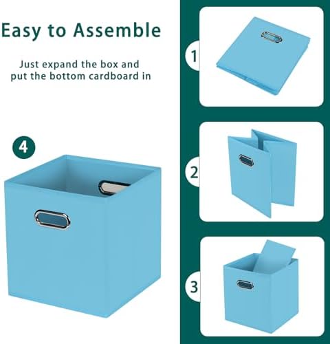 Black Foldable Storage Cubes Bins, Fabric Storage Box Cubes Organizer Baskets - Image 6