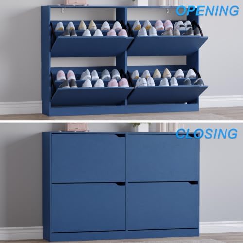 BORNOON Shoe Cabinet with 4 Flip Drawers, Narrow Hidden Shoe Storage Cabinet - Image 5