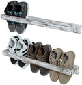 MyGift 30 Inch Shabby White Washed Solid Wood Wall Mounted Shoe Hanger Storage by MyGiftHome