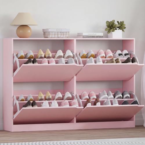 BORNOON Shoe Cabinet with 4 Flip Drawers, Narrow Hidden Shoe Storage Cabinet by BORNOON