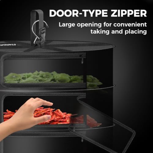 24" Diameter 8 Layer Herb Drying Rack Foldable C-Shaped Zipper - Image 4