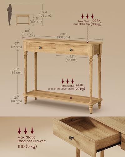 VASAGLE 39.3"Console Table, Narrow Entryway Sofa Table - Image 2