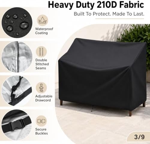 Outdoor Bench Cover, 2 Seater Patio Bench Cover, Waterproof Heavy Duty - Image 3