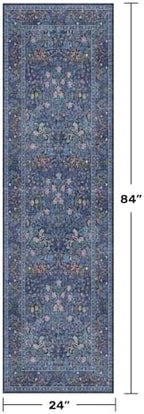 Dark Blue Washable 2x7 Runner Rug Non Slip - Image 2