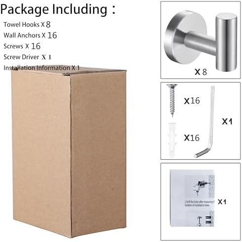 8 Pcs Silver Bathroom Towel Hook Robe Towel Hooks Coat Wall Hook Stainless - Image 3