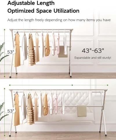 Vikaqi Clothes Drying Rack 63 Inches Folding Indoor Outdoor, Drying Rack - Image 2