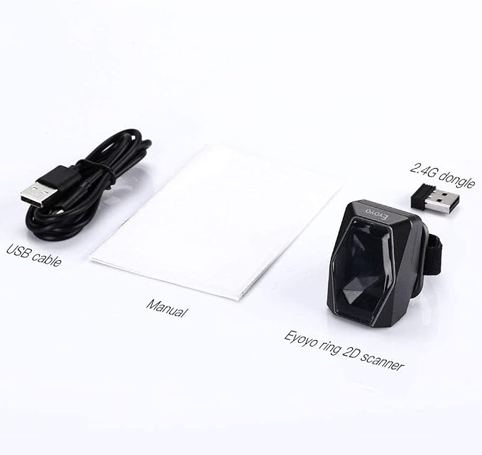 Eyoyo 2D Finger Ring Barcode Scanner, Mini Wearable 3-in-1 USB Wired & 2.4G - Image 9