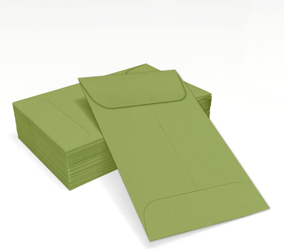 LUXPaper #1 Coin Envelopes | 2 1/4" x 3 1/2" | Avocado Green | 70lb. Text | 50 Qty