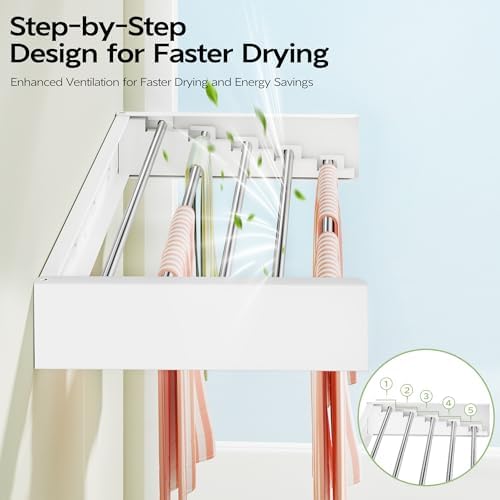 Vikaqi Wall Mounted Clothes Drying Rack 32", Foldable Wall Laundry Rack - Image 5