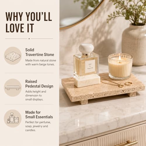 Travertine Vanity Riser for Soap & Perfume 9.84 in - Image 5