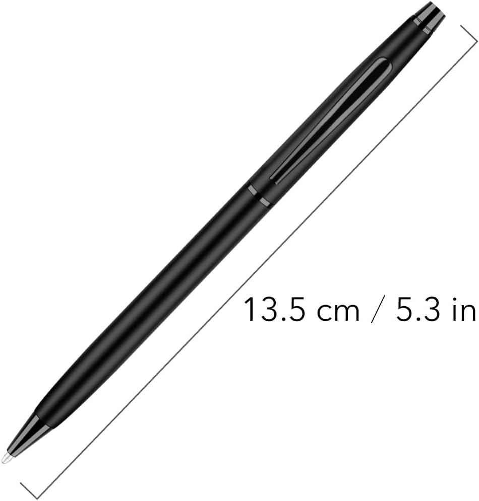 Unibene Slim Metallic Retractable Ballpoint Pens - Matte Black, Nice Gift for Business Office Students Teachers Wedding Christmas, Medium Point(1 mm) 6 Pack-Black ink