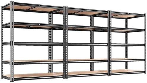 REIBII 3 Pack Garage Shelving, 5 Tier Heavy Duty Metal Racks by REIBII