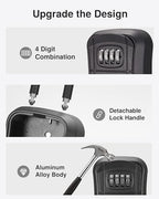 Puroma Key Lock Box Outdoor 4 Digit Code Combination Lockbox House, 2 Black - Image 4